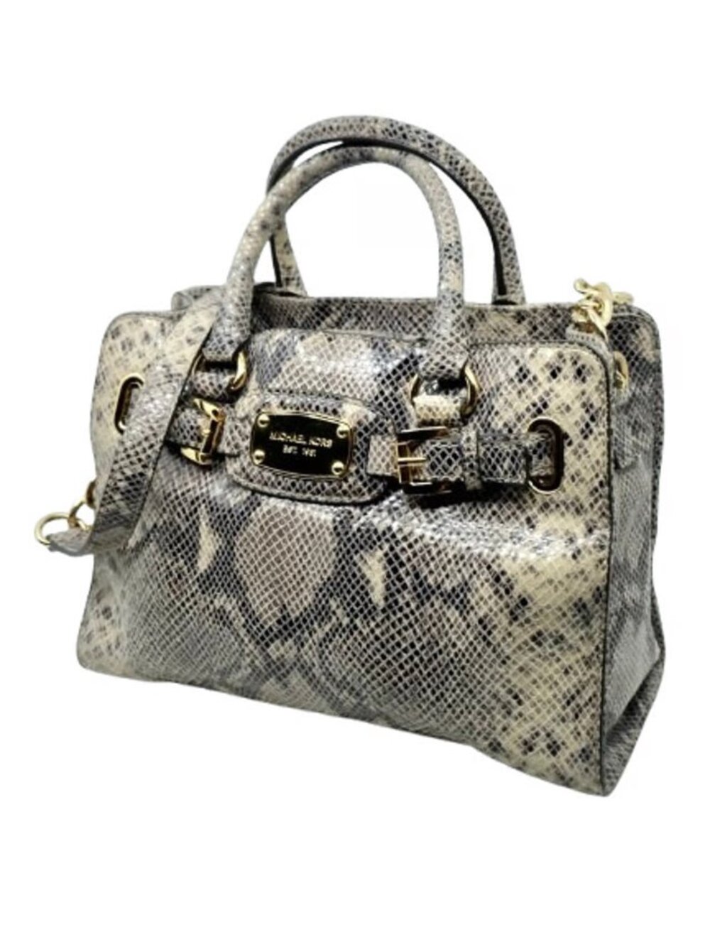MICHAEL KORS~Hamilton~SPECIAL EDITION GRAY PYTHON EMBOSSED LEATHER SATCHEL BAG